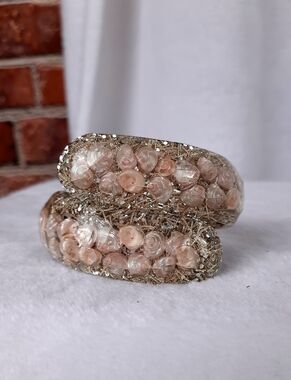 1950's Lucite Confetti Seashell Clamper Bracelet
